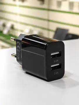Сетевое зарядное устройство FaizFull FC106 — 2×USB, 2.4A, чёрное